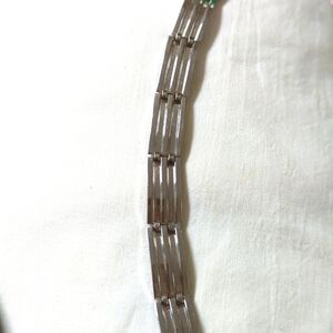 Marino Vintage Silvertone Panel Shiny 7" Bracelet- Geometric